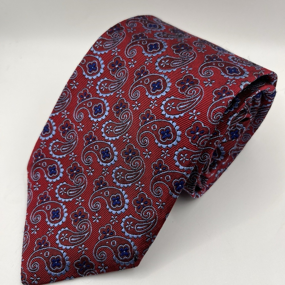 Brooks Brothers Necktie Silk Red Blue Paisley USA Made